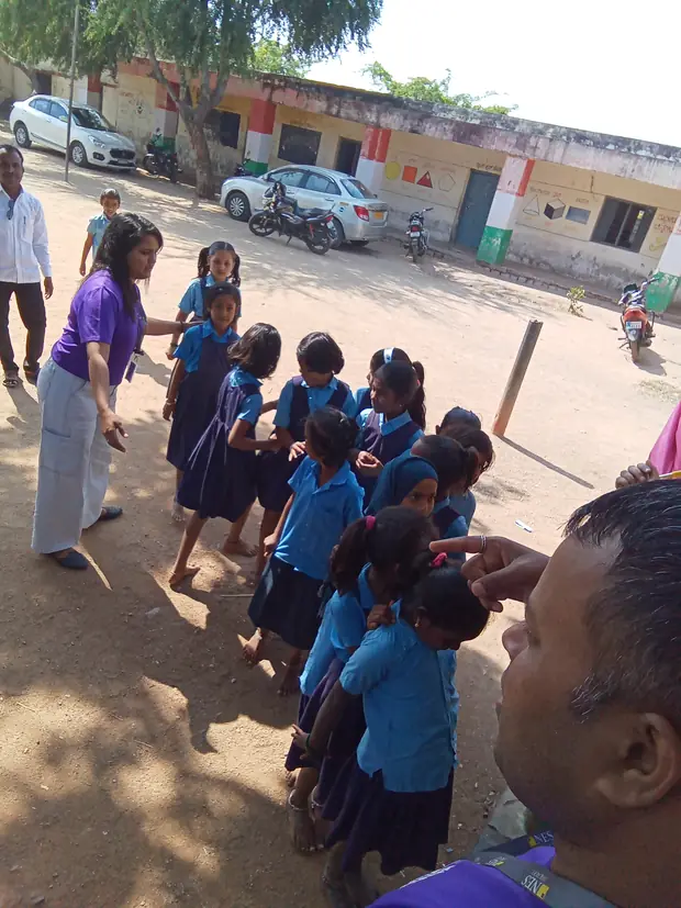 Students arriving at the school ground for the drive.