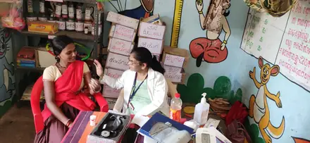 The screening team at work in Rabnali Tanda
